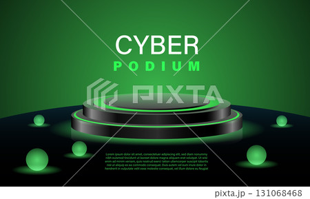 Realistic green neon black metallic podium stage technology futuristic style design modern for product presentation background vector Realistic green neon black metallic podium stage technology futuristic style design modern for product presentation background vector 131068468
