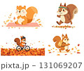 リスのスポーツ、秋のイラスト／健康・スポーツキャラクター素材 (A4（横）). 131069207