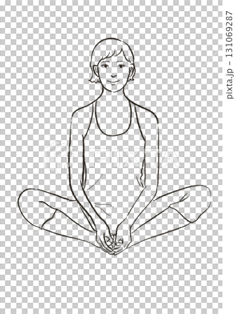 Line drawing illustration of a woman doing the yoga pose Line drawing illustration of a woman doing the yoga pose 131069287