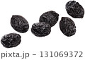 Dried prunes isolated on white background with clipping path, copy space, full depth of field 131069372