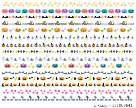 ポップで楽しいハロウィンのライン装飾素材セット（行事9） 131069641