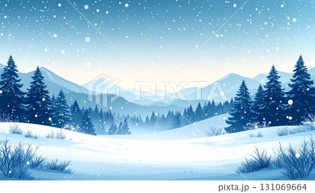 雪の降る森の背景 131069664