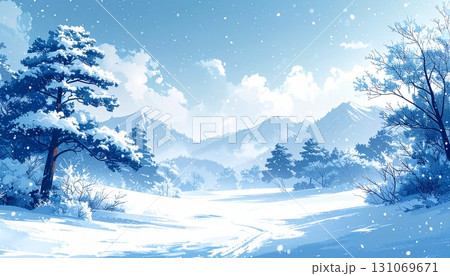 雪の降る森の背景 131069671