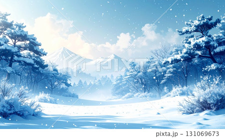 雪の降る森の背景 雪の降る森の背景 131069673
