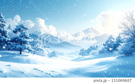 雪の積もる山の風景 雪の積もる山の風景 131069687
