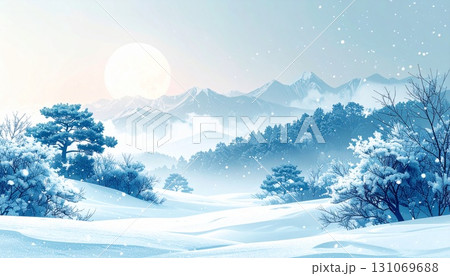 雪の積もる山の風景 131069688