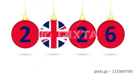 United Kingdom Flag Christmas Balls 2026 Decoration. 131069700