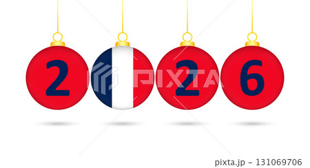 France Flag Christmas Balls 2026 Decoration. 131069706