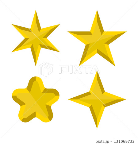 Shiny Golden Star Shapes Collection. Vector Illustration. Perfect for use in awards, achievements, badges, decorations, celebrations or digital game elements. 131069732