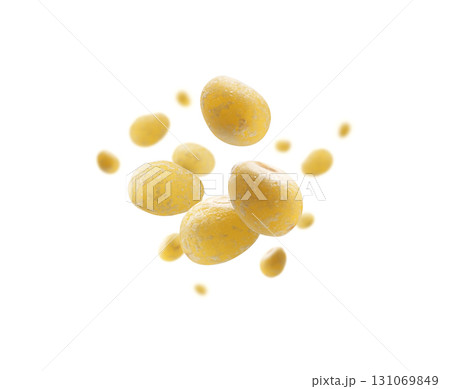Yellow millet levitates on a white background Yellow millet levitates on a white background 131069849