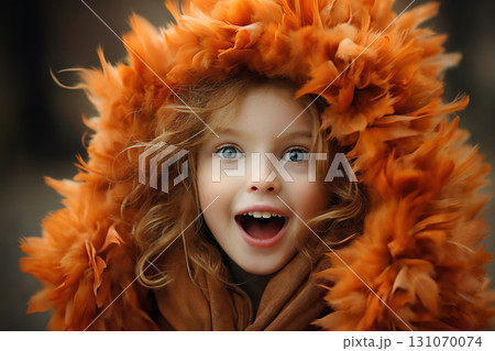 portrait of a child girl enjoying snow and winter 131070074