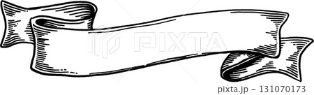 ヴィンテージ風ウェーブリボンバナー 131070173