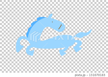 手繪淡藍色奔馬人物2026年新年素材 131070183