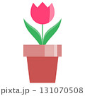 赤いチューリップの鉢植えイラスト 131070508