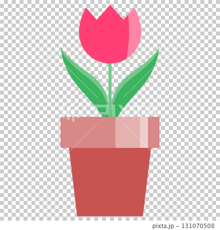 Red tulip potted illustration Red tulip potted illustration 131070508