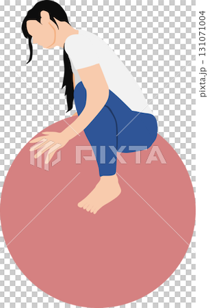 Illustration of a woman training using a balance ball 131071004