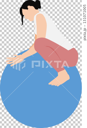 Illustration of a woman training using a balance ball 131071005