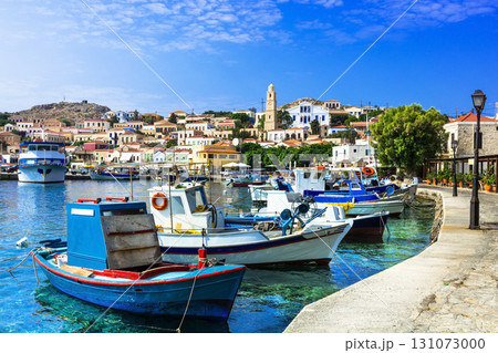 traditional island of Greece - Chalki (Halki) with old fishing boats traditional island of Greece - Chalki (Halki) with old fishing boats 131073000