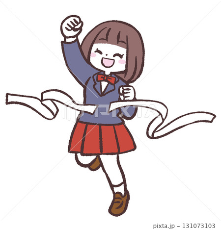 ゴールするブレザー女子生徒のイラスト 131073103