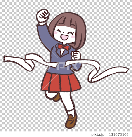 ゴールするブレザー女子生徒のイラスト 131073103