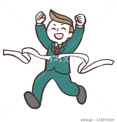 ゴールする男性会社員のイラスト 131073104