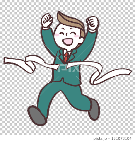 ゴールする男性会社員のイラスト 131073104