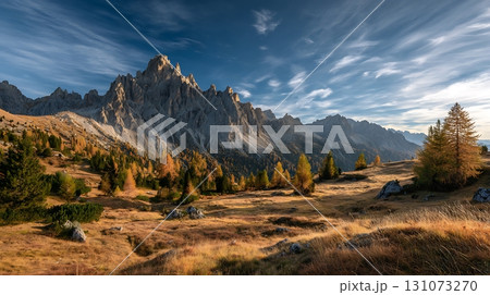 Dramatic Peaks and Golden Larches in the Italian Dolomites 131073270