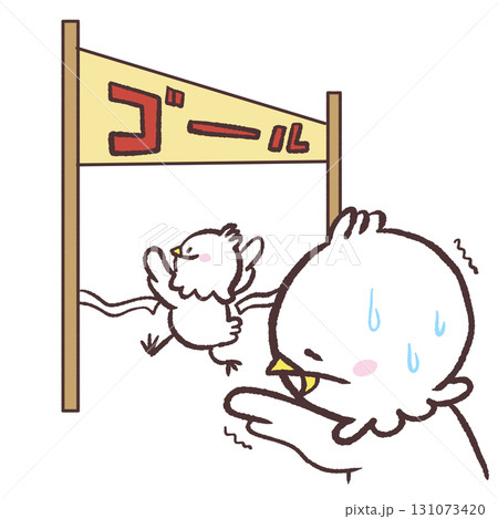 ゴールする鳥とゴールできない白い鳥のイラスト ゴールする鳥とゴールできない白い鳥のイラスト 131073420