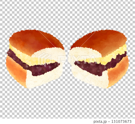 Half-cut koppepan with bean paste and butter sandwich_Crayon touch 131073673