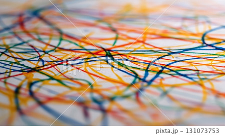 Colorful Watercolor Lines Art Design on White Background Abstract CloseUp 131073753