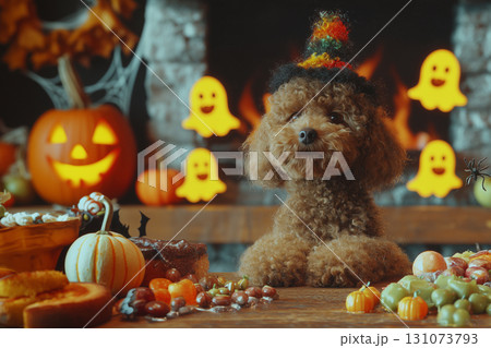Poodle Dog Dressed for Halloween Poodle Dog Dressed for Halloween 131073793
