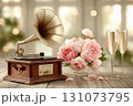 Vintage Celebration with Peonies and Champagne 131073795