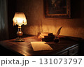 Writer's Desk with Quill and Old Books 131073797