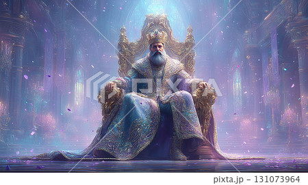 黄金の王座に座る荘厳な王のイラスト 黄金の王座に座る荘厳な王のイラスト 131073964
