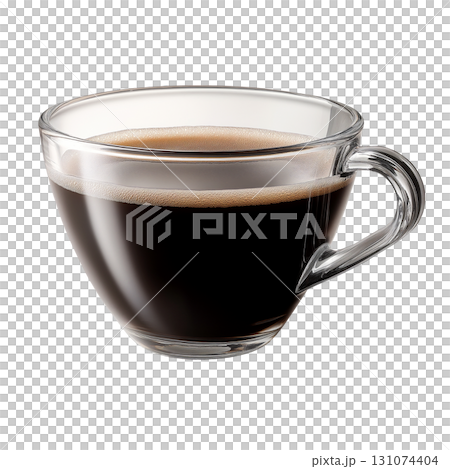 一杯濃濃的泡沫咖啡倒入閃亮的玻璃杯中，幫助您專注於新的早晨。 131074404