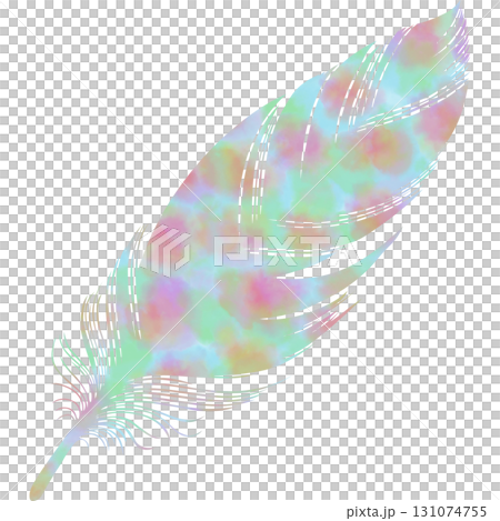 綺麗な水彩模様の鳥の羽のアイコンのイメージのイラスト 131074755