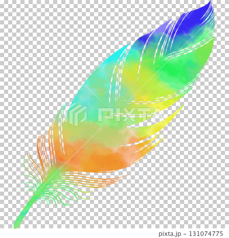 綺麗な水彩模様の鳥の羽のアイコンのイメージのイラスト 131074775