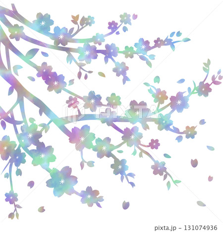 綺麗な水彩模様の桜の木のアイコンのイメージのイラスト 131074936