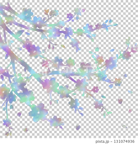 綺麗な水彩模様の桜の木のアイコンのイメージのイラスト 131074936