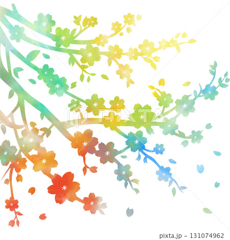 綺麗な水彩模様の桜の木のアイコンのイメージのイラスト 綺麗な水彩模様の桜の木のアイコンのイメージのイラスト 131074962