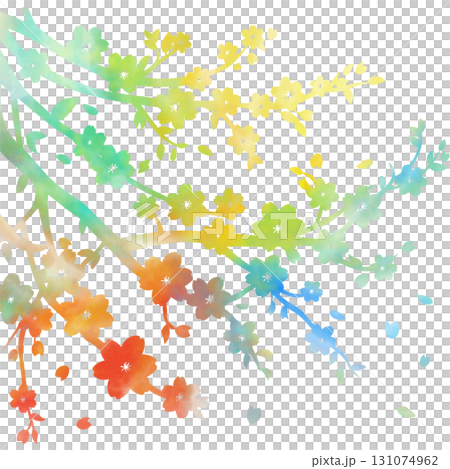 綺麗な水彩模様の桜の木のアイコンのイメージのイラスト 綺麗な水彩模様の桜の木のアイコンのイメージのイラスト 131074962