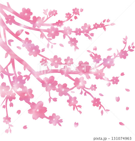 綺麗な水彩模様の桜の木のアイコンのイメージのイラスト 綺麗な水彩模様の桜の木のアイコンのイメージのイラスト 131074963