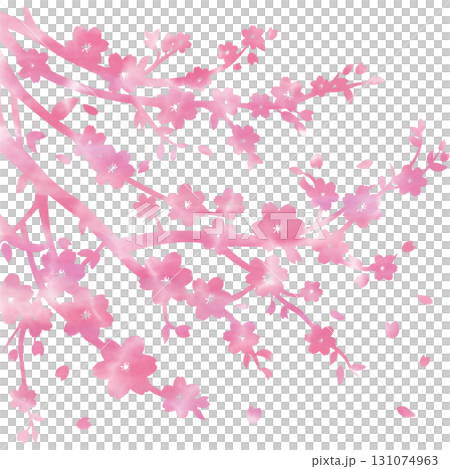 綺麗な水彩模様の桜の木のアイコンのイメージのイラスト 綺麗な水彩模様の桜の木のアイコンのイメージのイラスト 131074963