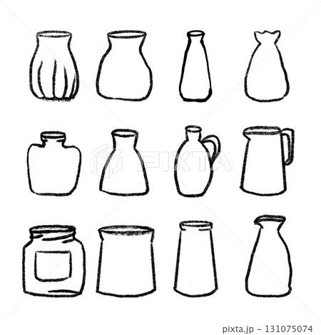 モノクロ鉛筆手書き風の入れ物 131075074