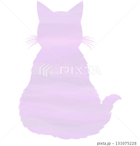 綺麗な水彩模様のネコの後ろ姿のシルエットのアイコンのイメージのイラスト 綺麗な水彩模様のネコの後ろ姿のシルエットのアイコンのイメージのイラスト 131075228