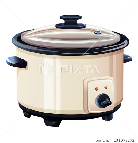 rice cooker kitchen utensil realistic style 131075272