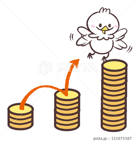 お金を増やす白い鳥のイラスト 131075387