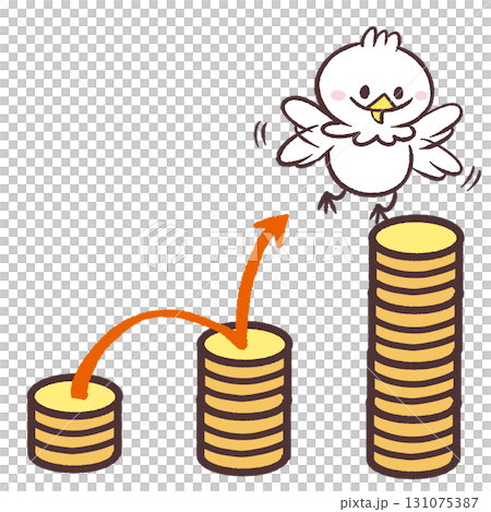 お金を増やす白い鳥のイラスト 131075387