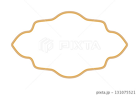 Golden luxury 3d frame. Indian border, Arabic window, Islamic ornamental decorative element, vignette, seal, stamp. Vector illustration for Ramadan invitation, holiday greeting card, decorative design 131075521