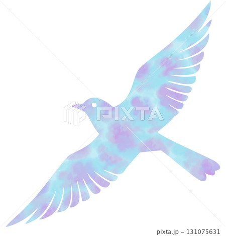 綺麗な水彩模様の鳥のアイコンのイメージのイラスト 131075631